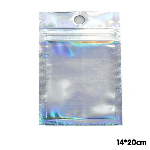 100/200X Iridescent Zip Bags for Food Storage & Holographic Makeup Pouch - 7*10cm 200PCS