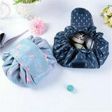 Portable Travel Makeup Bag Drawstring Cosmetic Pouch Lazy Storage Organiser Case - Blue
