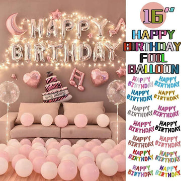 40Cm 3D Happy Birthday Letters Balloons Inflating Foil Banner Bunting Celebrate - Gold