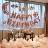 40Cm 3D Happy Birthday Letters Balloons Inflating Foil Banner Bunting Celebrate - Gold
