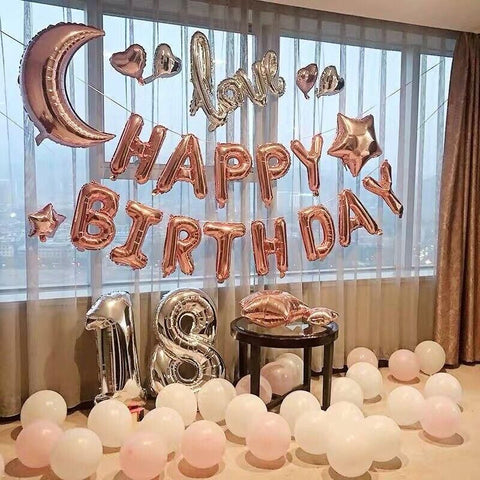 40Cm 3D Happy Birthday Letters Balloons Inflating Foil Banner Bunting Celebrate - Multicolour 3