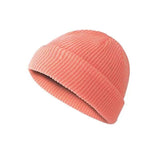 Men Women Mini Fisherman Beanie Winter Spring Hat Soft Knitted Docker Skull Cap - Orange Pink