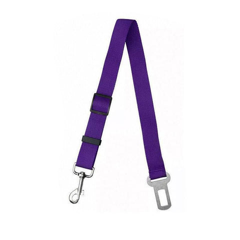 Adjustable Pet Harness Lead for Car Travel with Clip Attachment Nylon Restraint Strap - Purple