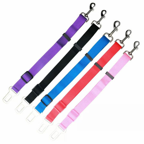Adjustable Pet Harness Lead for Car Travel with Clip Attachment Nylon Restraint Strap - Purple