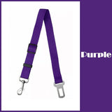 Adjustable Pet Harness Lead for Car Travel with Clip Attachment Nylon Restraint Strap - Purple