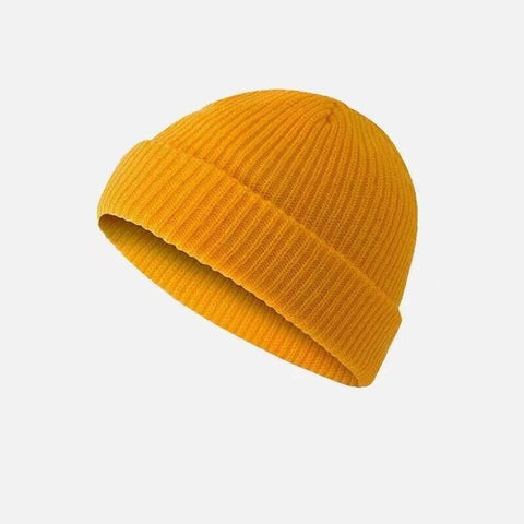 Men Women Mini Fisherman Beanie Winter Spring Hat Soft Knitted Docker Skull Cap - Red