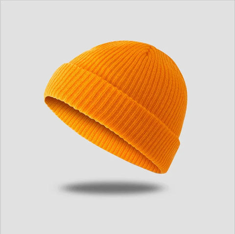 Men Women Mini Fisherman Beanie Winter Spring Hat Soft Knitted Docker Skull Cap - Red