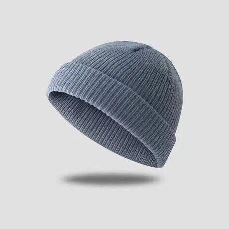 Men Women Mini Fisherman Beanie Winter Spring Hat Soft Knitted Docker Skull Cap - Rose Red