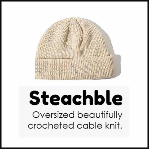Men Women Mini Fisherman Beanie Winter Spring Hat Soft Knitted Docker Skull Cap - Rose Red