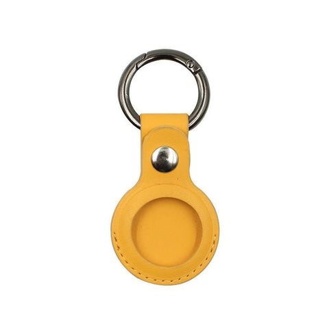 For Apple Airtag Leather Case Cover Air Tag Keychain Holder Sleeve Shell Tracker - Yellow
