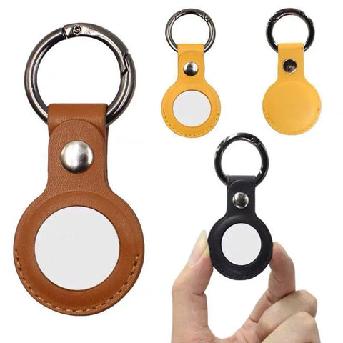 For Apple Airtag Leather Case Cover Air Tag Keychain Holder Sleeve Shell Tracker - Yellow