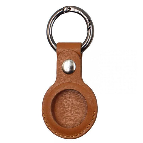 For Apple Airtag Leather Case Cover Air Tag Keychain Holder Sleeve Shell Tracker - Yellow