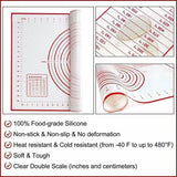 Non-Stick Silicone Baking Mat Rolling Cake Dough Scale Pastry Clay Fondant Sheet - Red 40*30cm