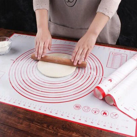 Non-Stick Silicone Baking Mat Rolling Cake Dough Scale Pastry Clay Fondant Sheet - Red 40*30cm