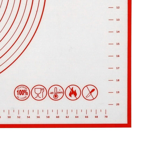 Non-Stick Silicone Baking Mat Rolling Cake Dough Scale Pastry Clay Fondant Sheet - Red 40*30cm