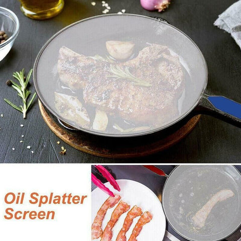 4Size Anti Splatter Guard Oil Net Splash Cover Pan Screen Kitchen Cooking Frying - 25CM