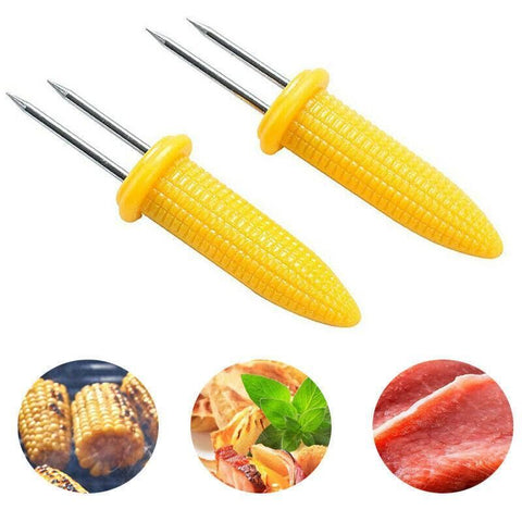 BBQ Corn Holders Set of 10 Reusable Stainless Steel Skewers for Kitchen and Grill