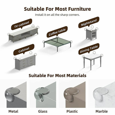 Transparent PVC Table Corner Guards Anti-Collision Protective Covers for Furniture - 1 PC