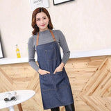 Adjustable Denim Apron Pocket Hanging Neck Cooking Kitchen Baking Bar Cafe Chefs