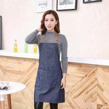 Adjustable Denim Apron Pocket Hanging Neck Cooking Kitchen Baking Bar Cafe Chefs