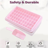55 Grids Ice Cube Tray Mould With Lid And Storage Box Scoop Set Maker Ice Cube - Blue