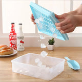 55 Grids Ice Cube Tray Mould With Lid And Storage Box Scoop Set Maker Ice Cube - Blue