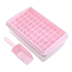 55 Grids Ice Cube Tray Mould With Lid And Storage Box Scoop Set Maker Ice Cube - Pink