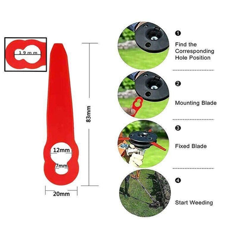 Grass Trimmer Plastic Blades Part Cutter Replace Acc Crop For Ozito Bosh Kuller - 50PCS