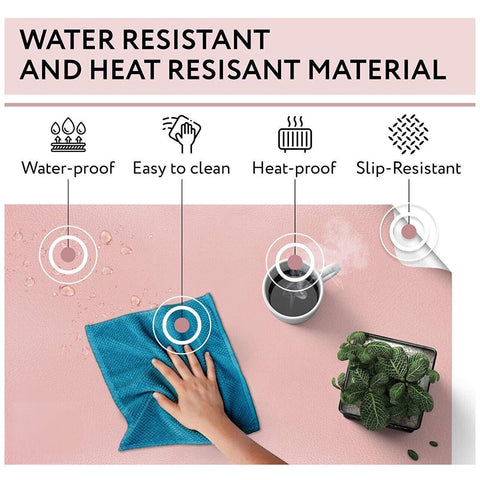 Leather Mouse Pad Gaming Waterproof Desk Mat 25 x 21cm Anti Slip - Dark Green