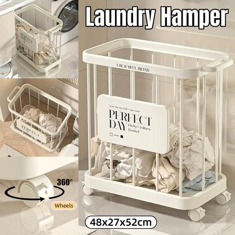 Removable Laundry Basket Clothes Organizer Household Storage Bin with Shelving