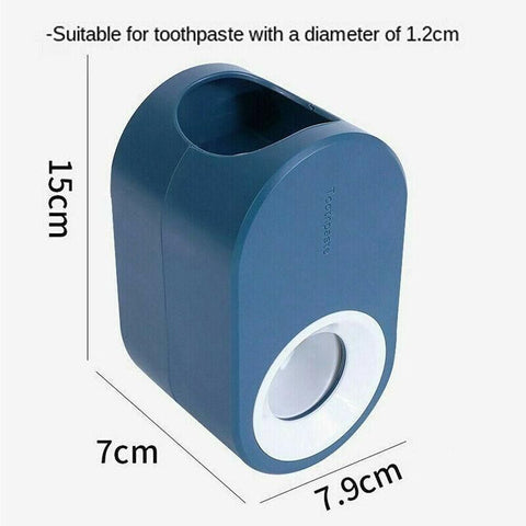 Automatic Toothpaste Dispenser Bathroom Wall-Mounted Rack Toothbrush Holder - Dark Blue