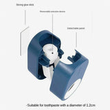 Automatic Toothpaste Dispenser Bathroom Wall-Mounted Rack Toothbrush Holder - Dark Blue
