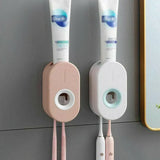 Automatic Toothpaste Dispenser Bathroom Wall-Mounted Rack Toothbrush Holder - Dark Blue