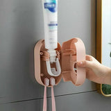 Automatic Toothpaste Dispenser Bathroom Wall-Mounted Rack Toothbrush Holder - Dark Blue