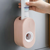 Automatic Toothpaste Dispenser Bathroom Wall-Mounted Rack Toothbrush Holder - Dark Blue