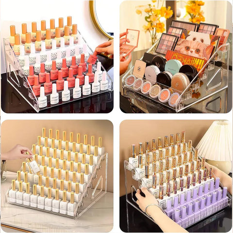6/7 Layer Nail Polish Storage Box Multi Layer Clear Display Rack Organizer Stand - 7-Tier