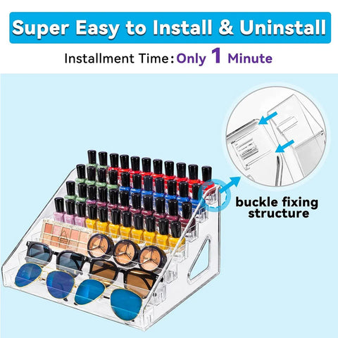 6/7 Layer Nail Polish Storage Box Multi Layer Clear Display Rack Organizer Stand - 7-Tier