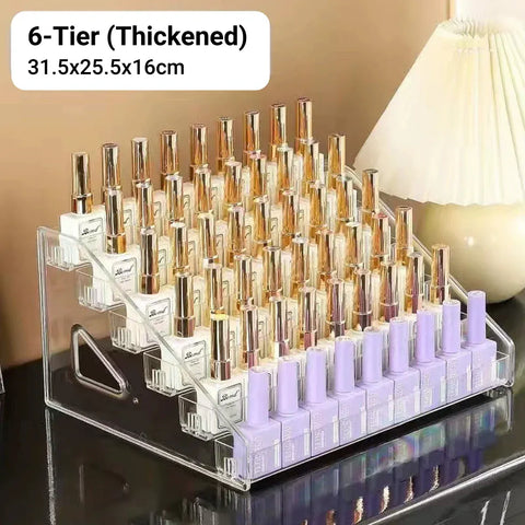 6/7 Layer Nail Polish Storage Box Multi Layer Clear Display Rack Organizer Stand - 7-Tier
