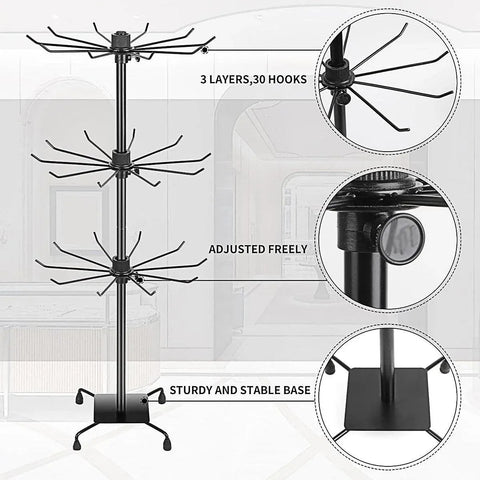 3-Tier Rotating Sock Rack Accessories Hanging Display Stand Organizer for Storage