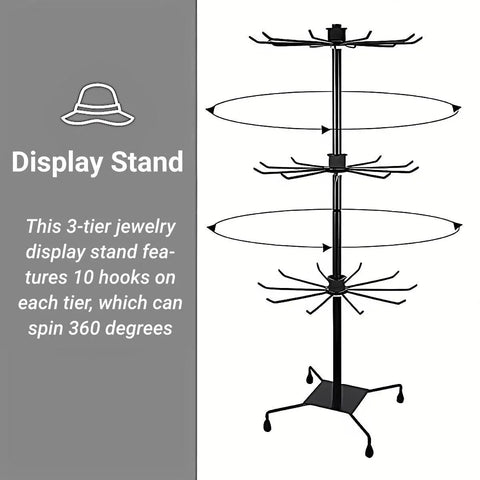 3-Tier Rotating Sock Rack Accessories Hanging Display Stand Organizer for Storage