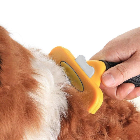 Pet Hair Removal Brush Deshedding Tool for Cats Dogs Grooming Comb Fur Remover - Yellow