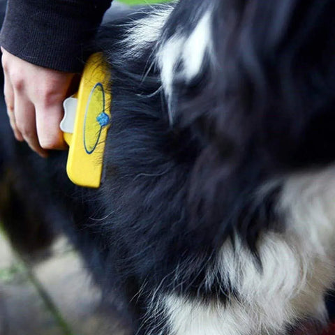 Pet Hair Removal Brush Deshedding Tool for Cats Dogs Grooming Comb Fur Remover - Yellow