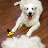 Pet Hair Removal Brush Deshedding Tool for Cats Dogs Grooming Comb Fur Remover - Yellow