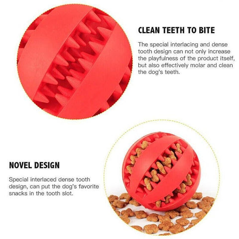 Dog Chew Toy Rubber Ball Treat Dispenser Dental Cleaning Training Play Ball - Dark Blue Spherical (Small)