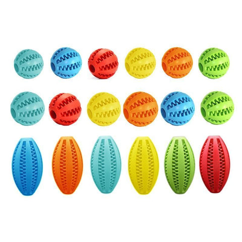 Dog Chew Toy Rubber Ball Treat Dispenser Dental Cleaning Training Play Ball - Light Blue Spherical (Small)