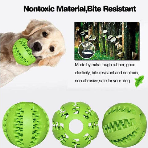 Dog Chew Toy Rubber Ball Treat Dispenser Dental Cleaning Training Play Ball - Light Blue Spherical (Small)