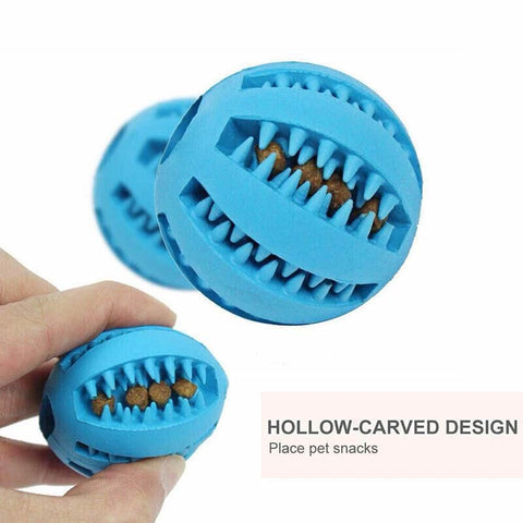 Dog Chew Toy Rubber Ball Treat Dispenser Dental Cleaning Training Play Ball - Light Blue Spherical (Small)