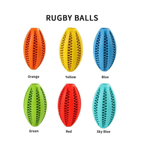 Dog Chew Toy Rubber Ball Treat Dispenser Dental Cleaning Training Play Ball - Light Blue Spherical (Small)