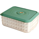 3/4 Layer Large Capacity Dumpling Box Sealed Fresh Wonton Storage Container - Green-3 Layer