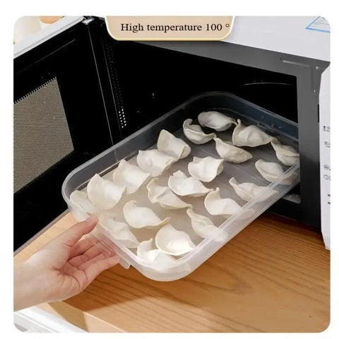 3/4 Layer Large Capacity Dumpling Box Sealed Fresh Wonton Storage Container - White-3 Layer